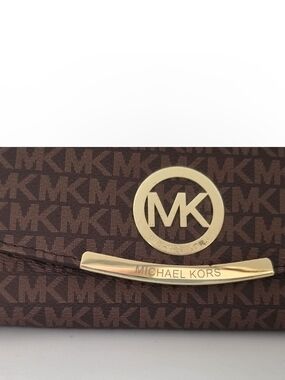 Michael Kors Brown Signature Logo Clutch